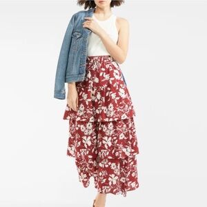 Outerknown Finley Floral Maxi Skirt in Scarlet Bondi - Size XS